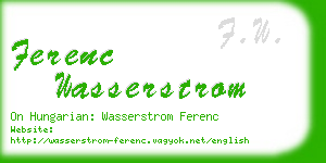 ferenc wasserstrom business card